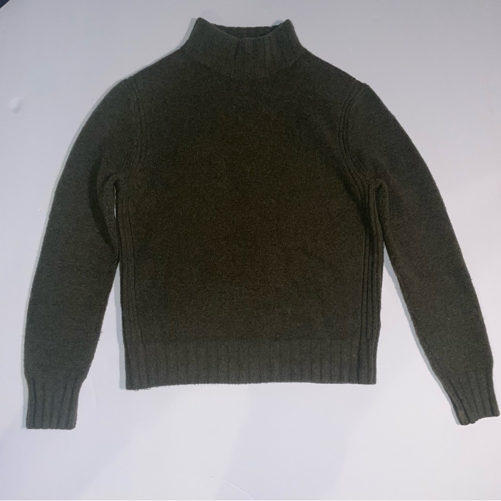 M Olive Green J Crew Mock Neck Sweater Nylon, Wool, Alpaca